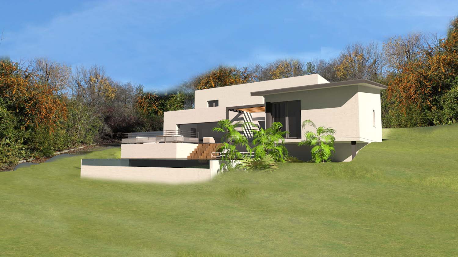 Plan maison sur terrain en pente Coteau – Plan Maison Architecte